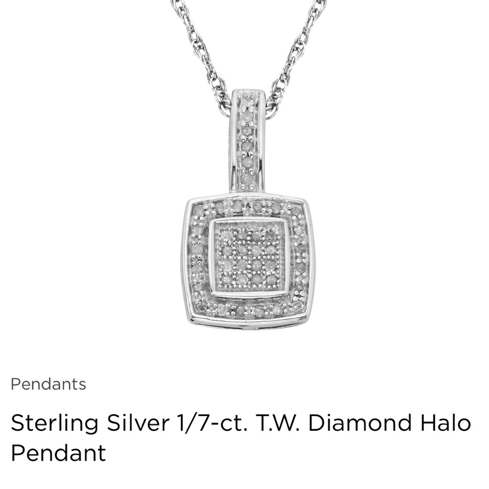 Sterling Silver 1/7 Ct TW Diamond Halo Pendant